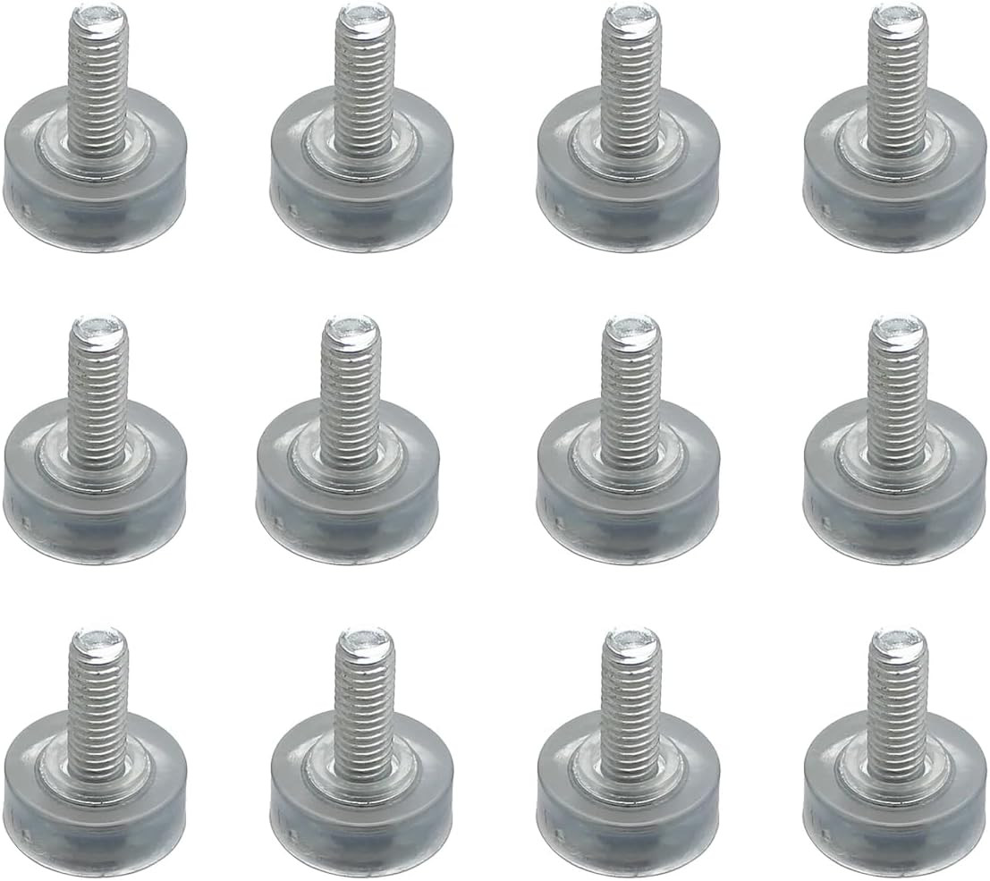 12PCS Hard Rubber Transparent Adjustable Furniture Feet M6 Threaded Transparent