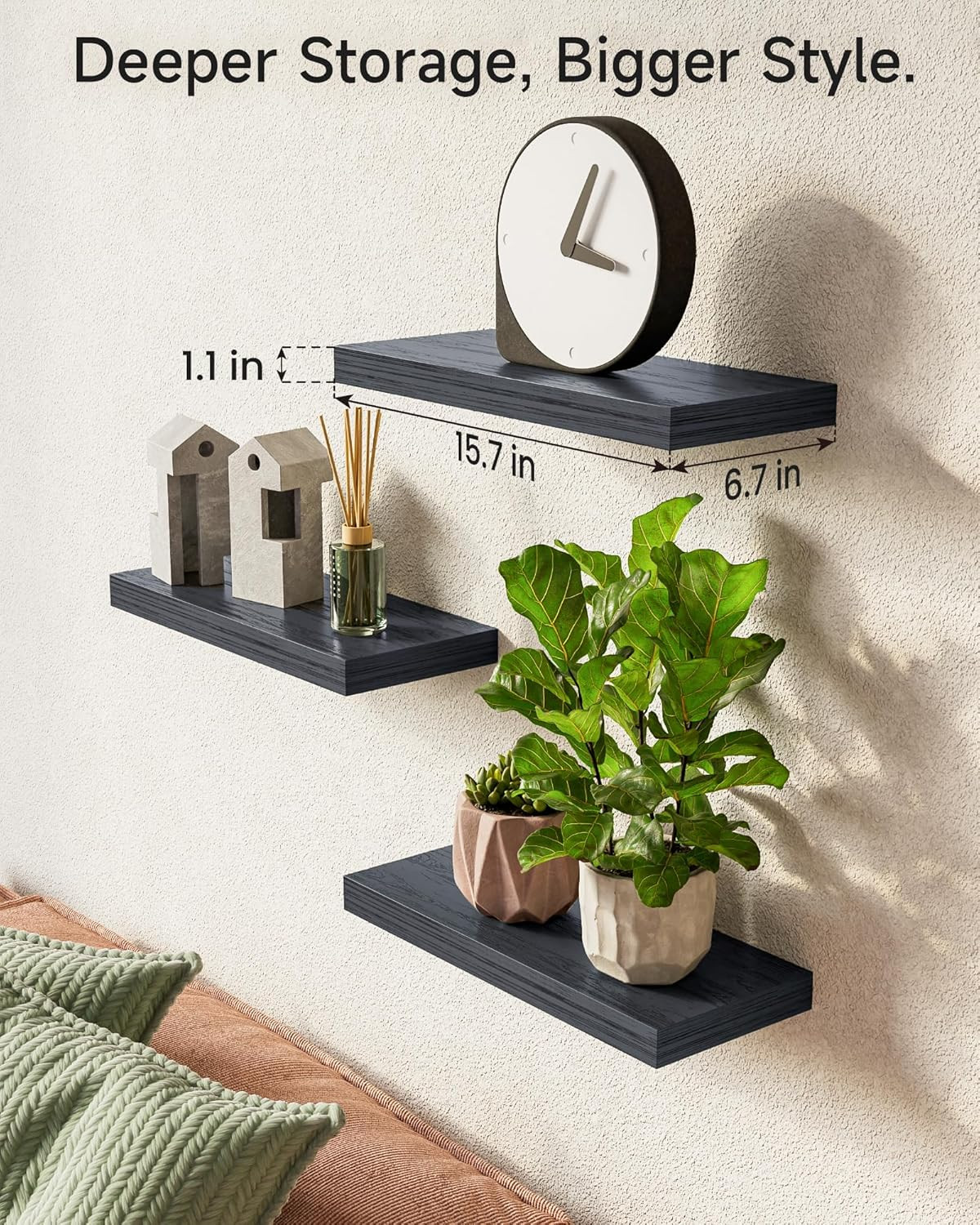 Floating Shelves for Wall, Wall Mounted Rustic Wood Shelves for Bathroom, Bedroo
