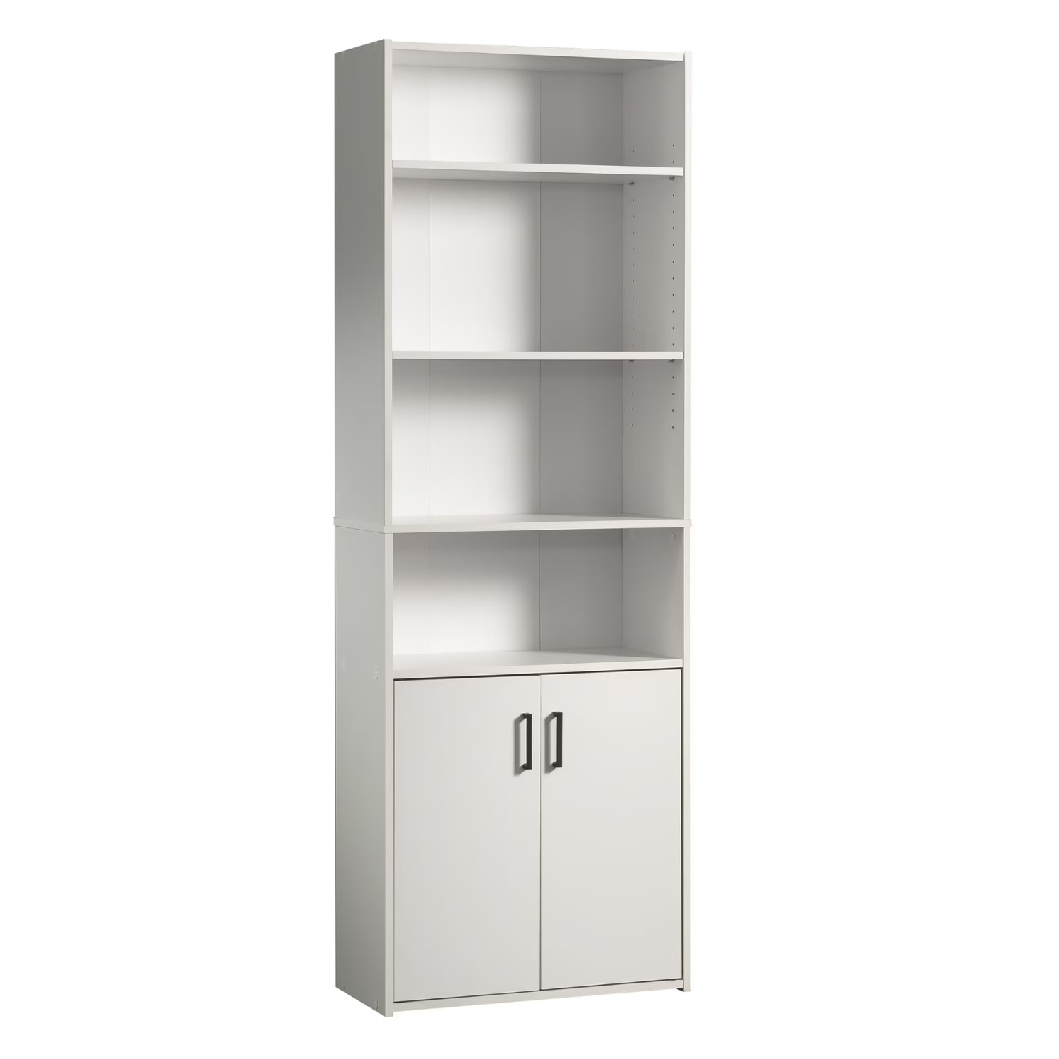 Mainstays 5-Shelf Bookcase with Doors, Adjustable Storage Cabinet, Multicolor