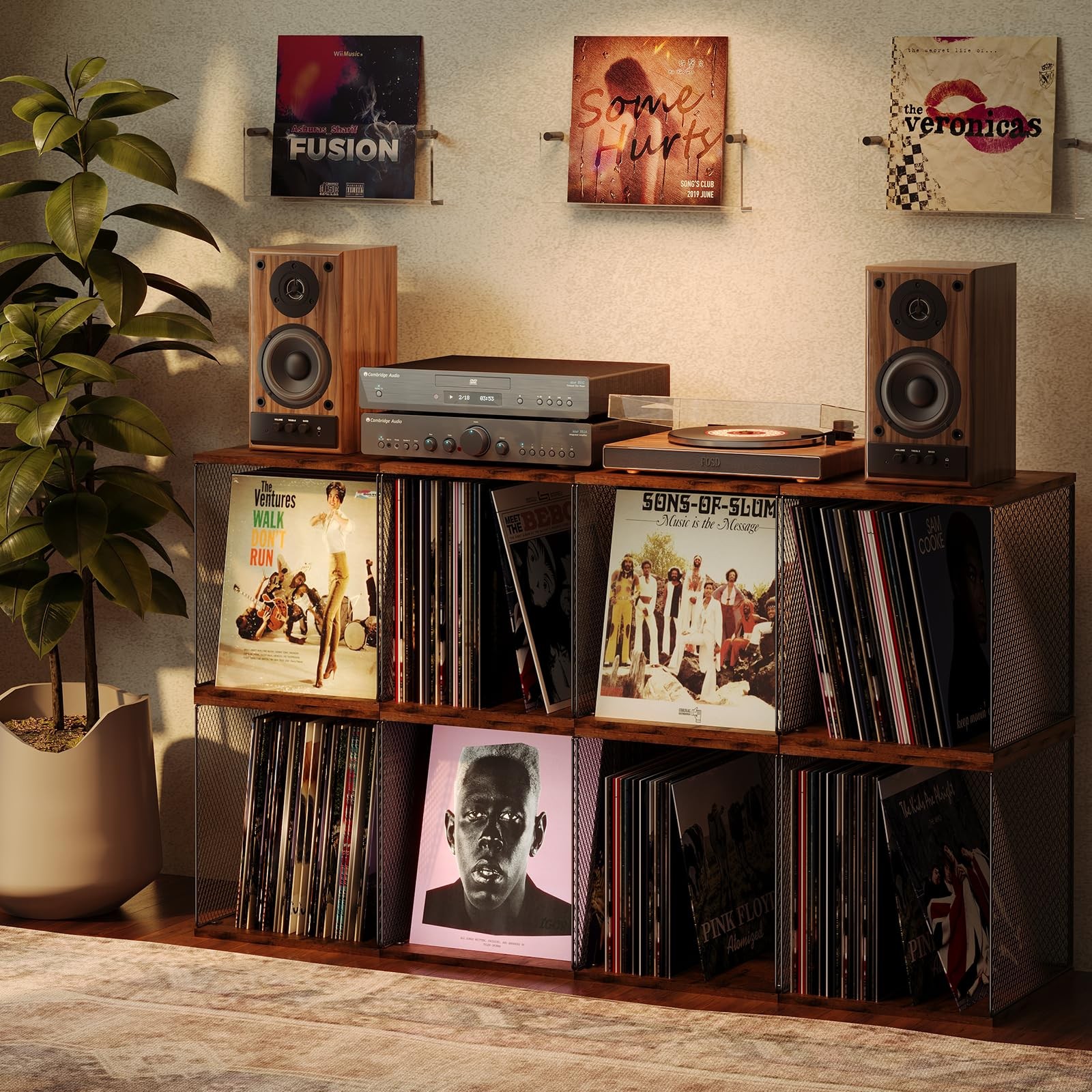 3 Cube Vinyl Record Storage DIY Stackable 120-150 Records Visualize Album Sto…