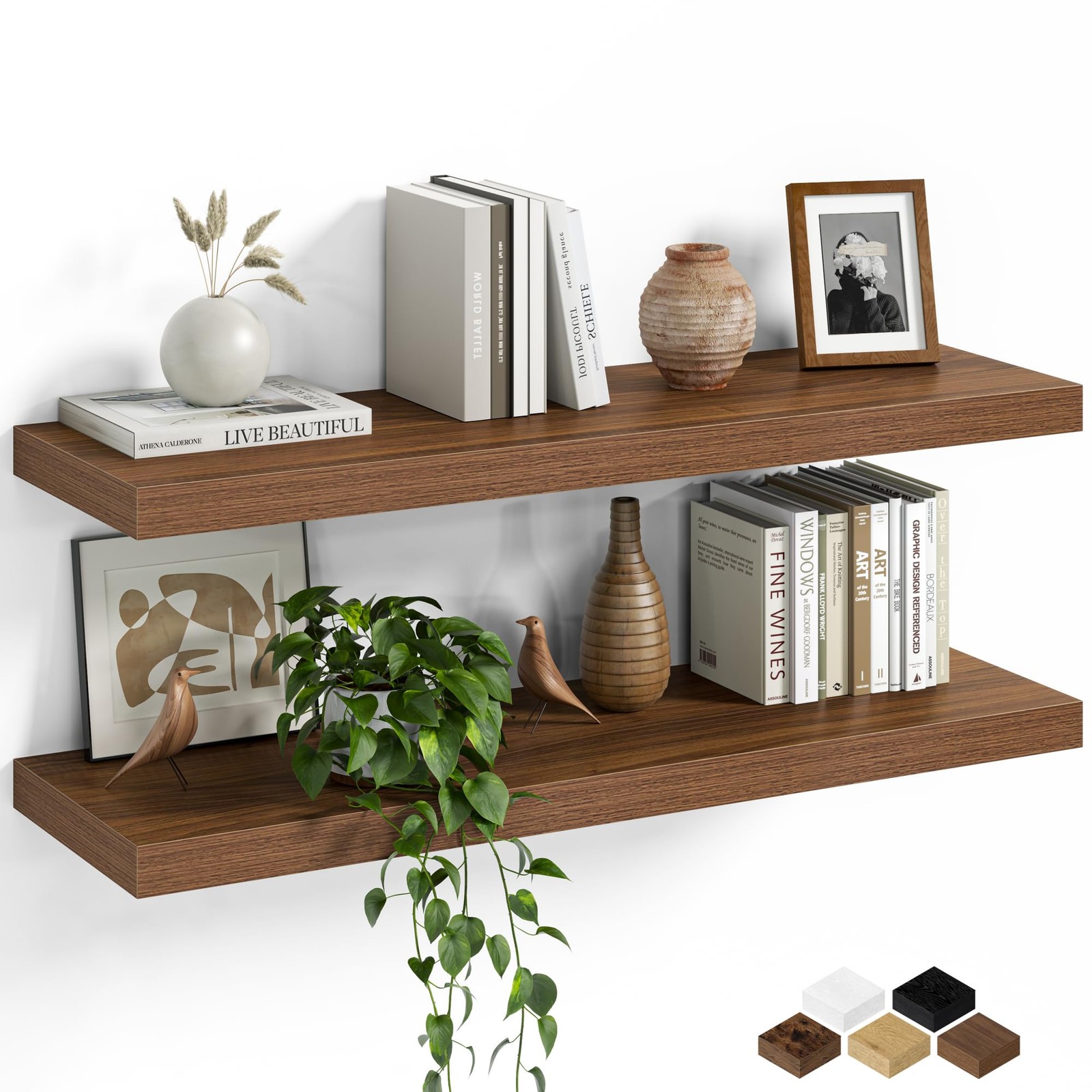 Fun Memories Floating Shelves For Wall 30 Inch Set Of 2 Rustic Wood Wall