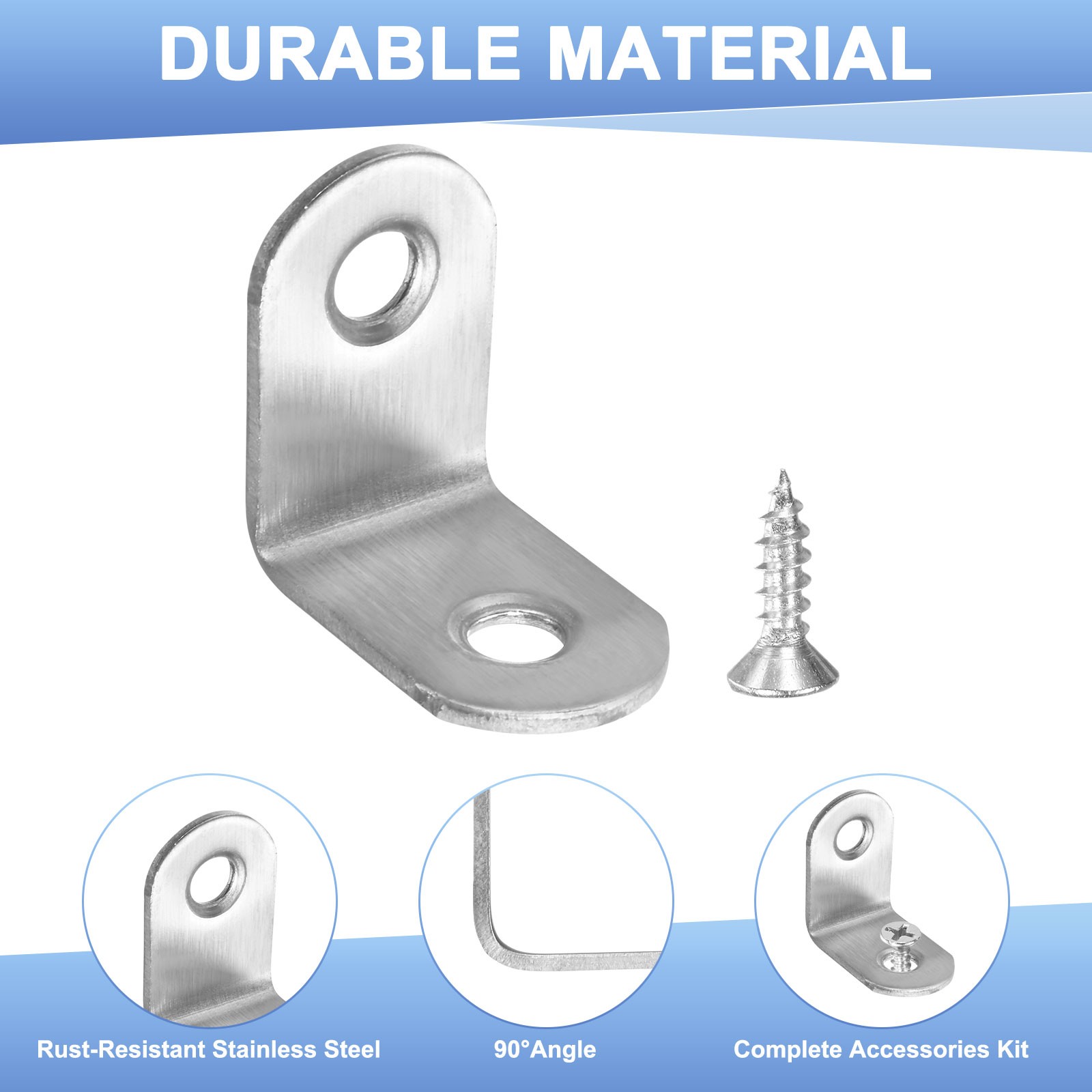 8-Pack L Bracket Corner Brace, 0.99×0.99×0.63 Inch Right Angle Bracket[Silver]