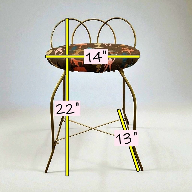 Vintage Vanity Boudoir Chair Gold Metal Hollywood Regency MCM *READ*