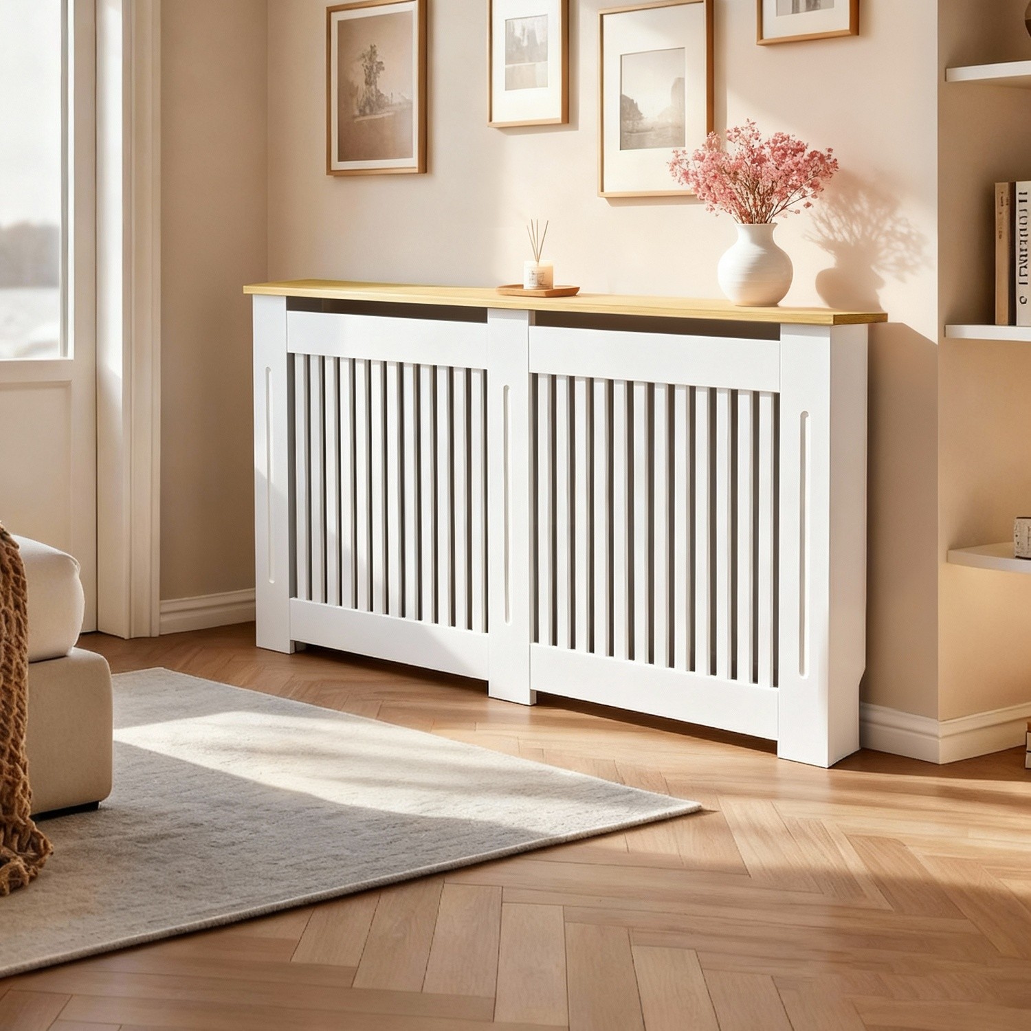 36” Tall Radiator Cover Wood Cabinet Decorative Heater Protector Grill Shelf