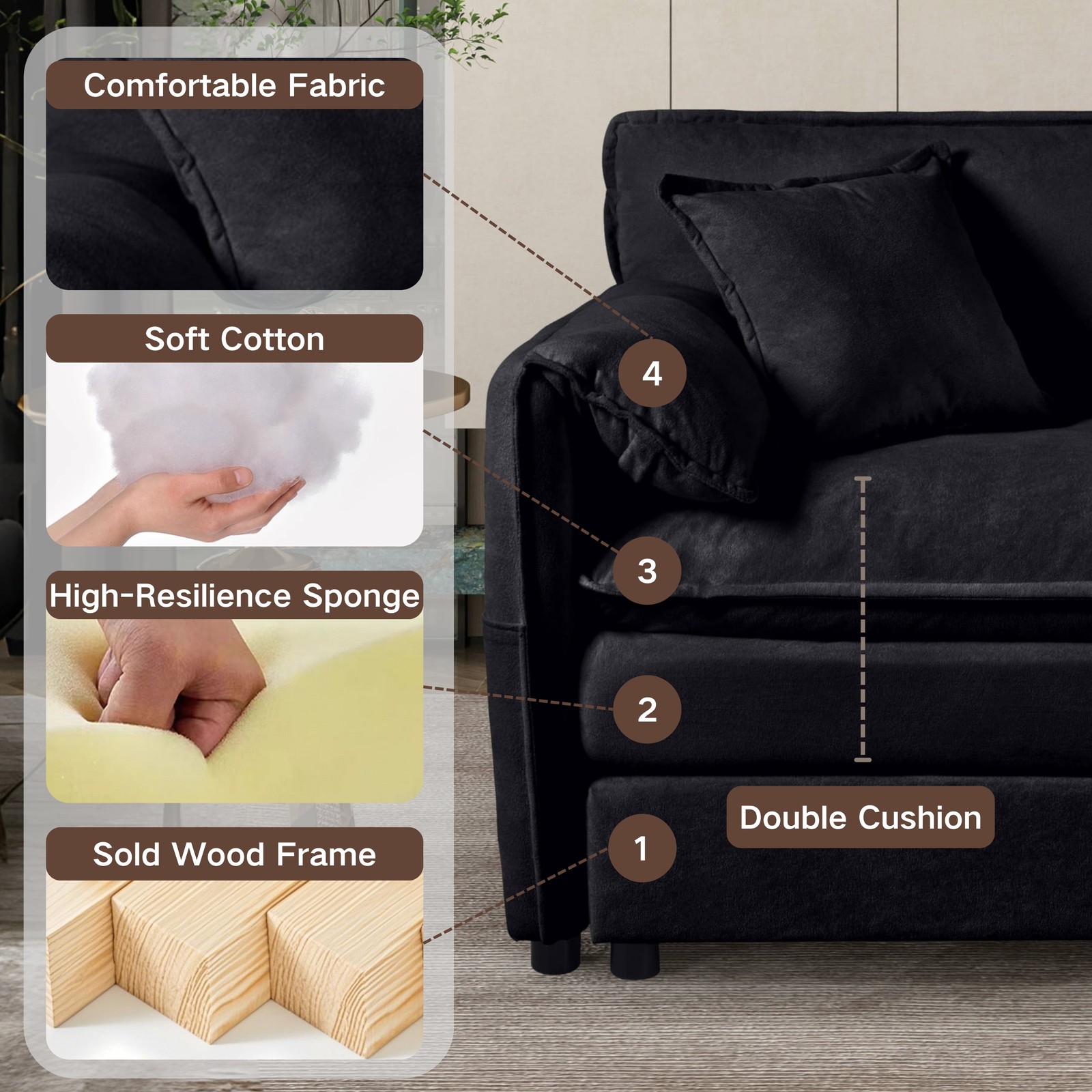 Oversized 57.48″ Recliner Chair with Movable Ottoman – Soft Chenille Upholstere