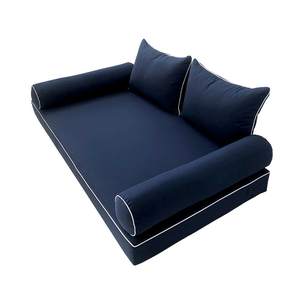 |COVER ONLY|Style4 Queen Contrast Trim Daybed Mattress Bolster Back Covers AD101