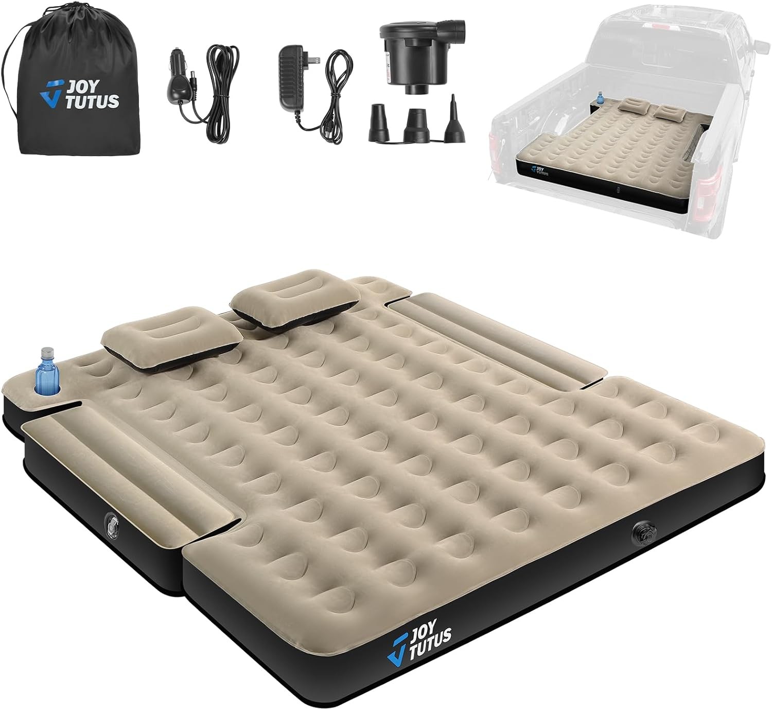 Colchón inflable para caja de camioneta 5.5–5.8 ft con bolsa y portavasos