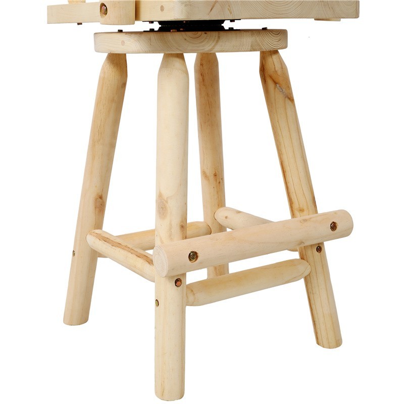 Fir Wood Bar Stool Swivel Counter Height Kitchen Dining Bar Chair with Footrest
