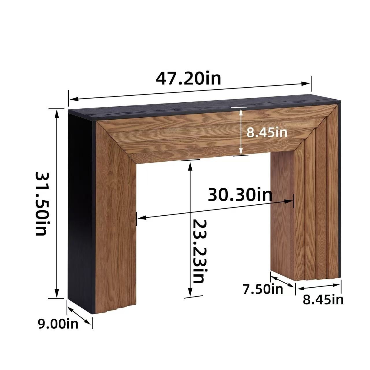 47.2″ Modern Rustic Console Table Black Natural Wood Entryway Sofa Table