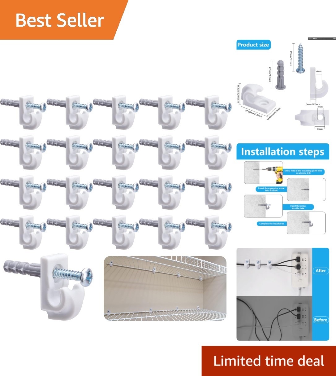 25 Pcs Durable White Shelf Clips with Screws – Easy Installation & Versatile Use