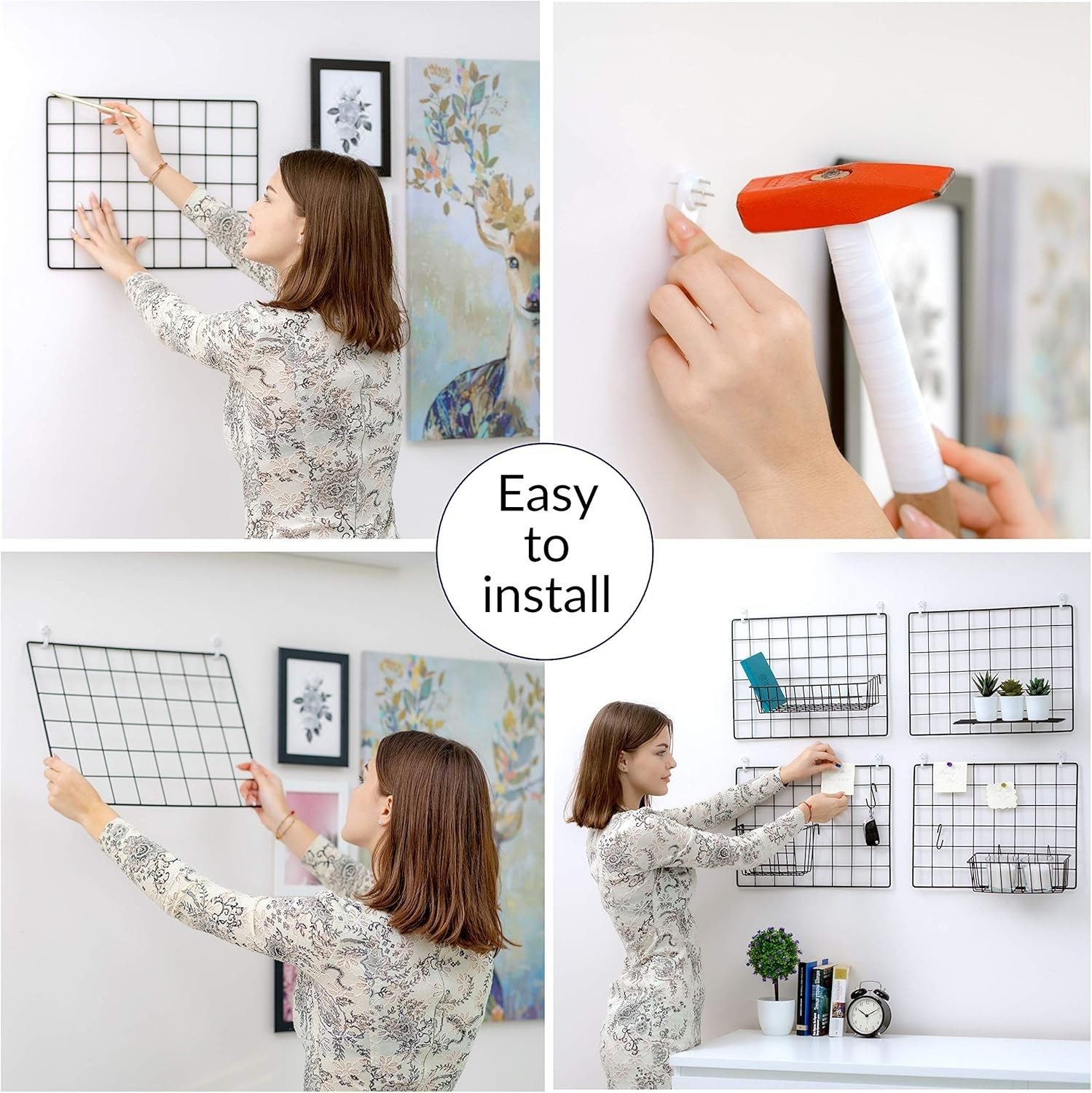 Versatile 4-Pack Wall Grid Panels – Perfect for Photos and Personal Memo Boards