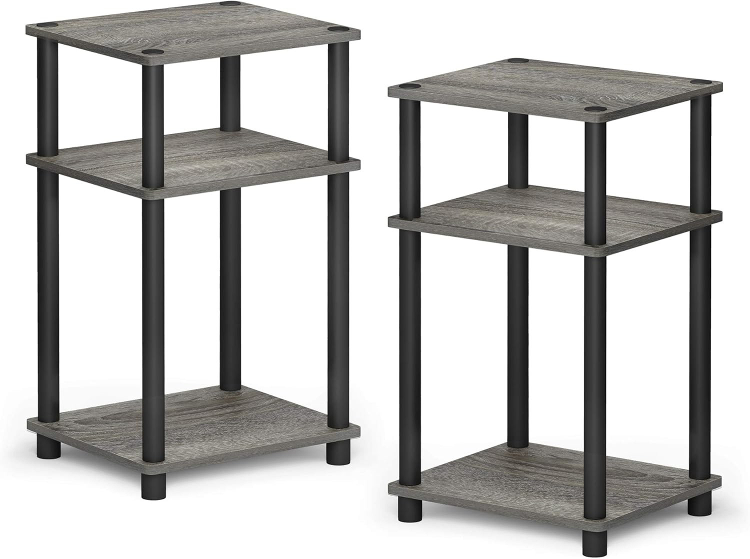 3-Tier Multipurpose TV Stand & End Table Set, French Oak Grey/Black