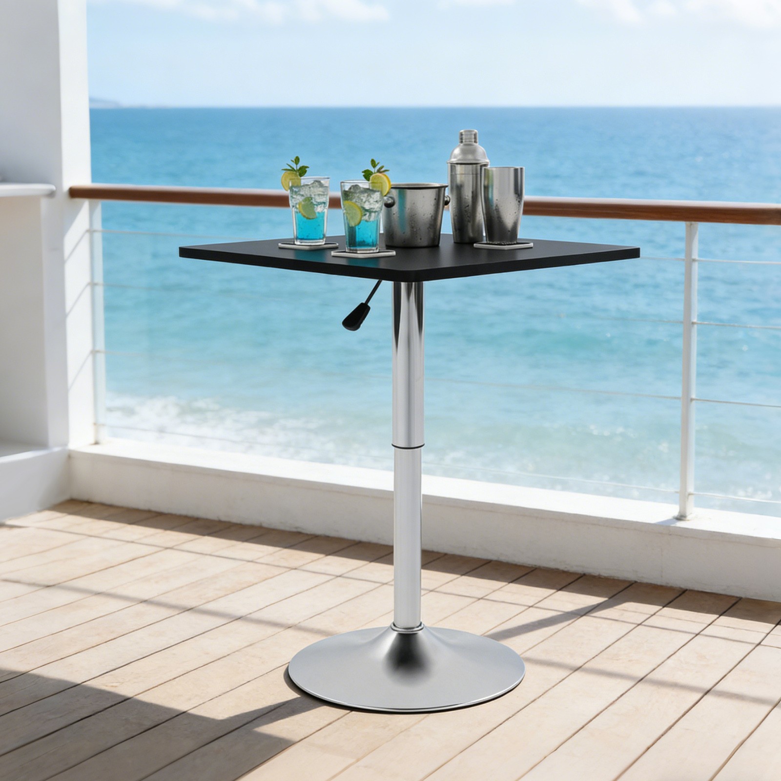Modern Bar Table Height-Adjustable Pub Table 26.37-36Inches with Sturdy Base