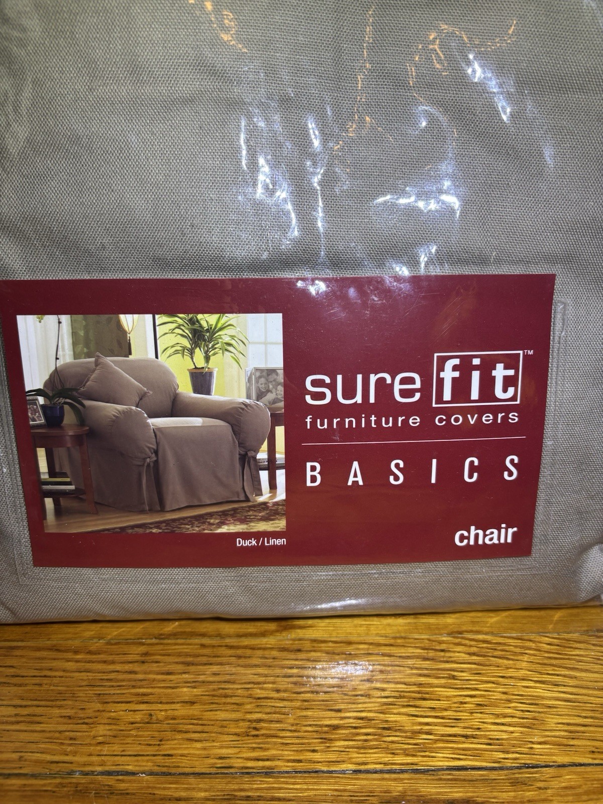 Surefit Basics Cotton Chair Slipcover Duck Linen Taupe Brown 15288 NEW!