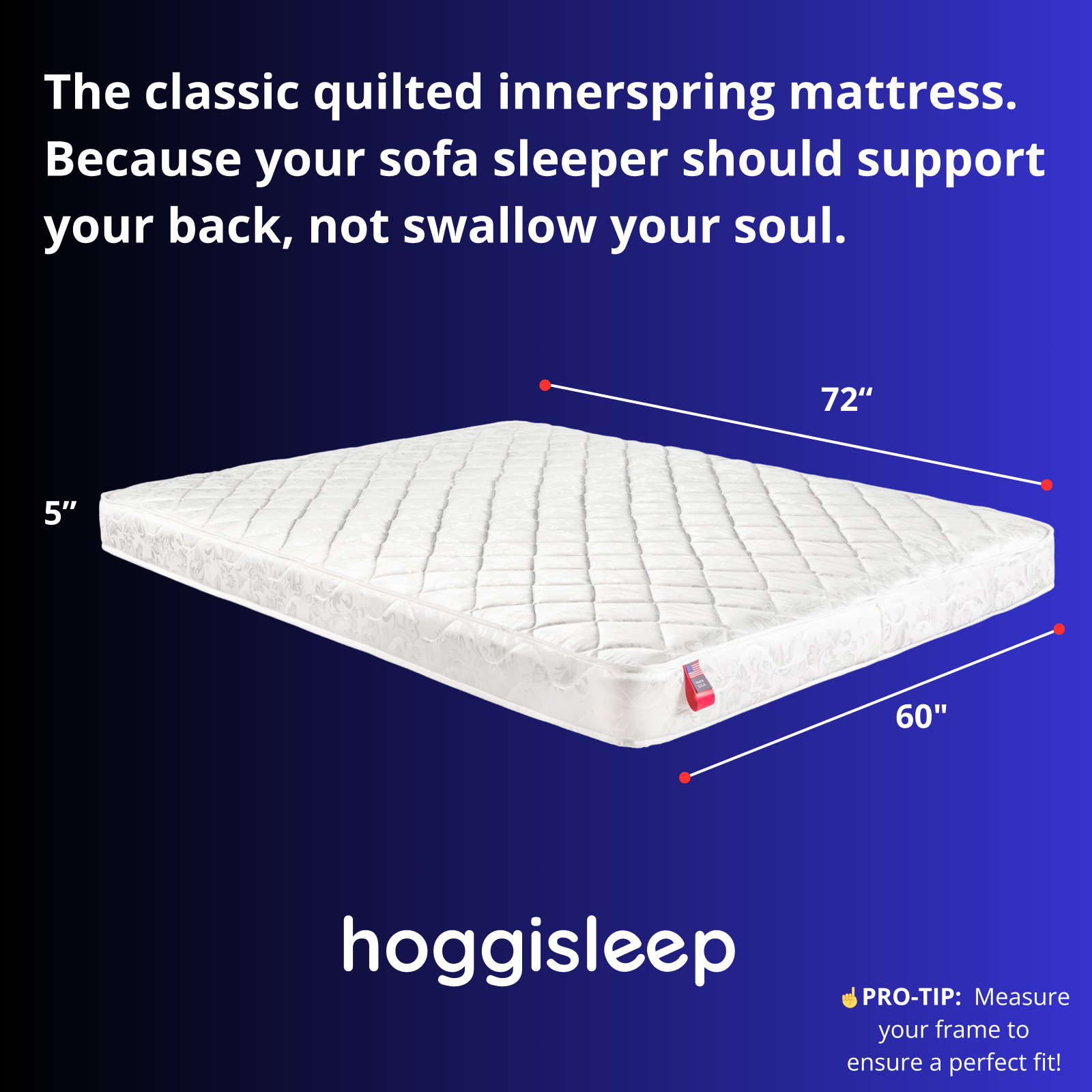 5″ Sleeper Sofa Innerspring Mattress – Sizes: Queen, Full, Three-Quarter, Single