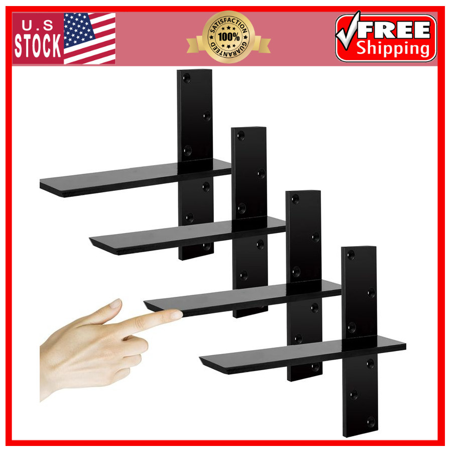 4-Pack 12″ Floating Shower Bench Brackets 3/8″ Thick Heavy Duty Wall Mount