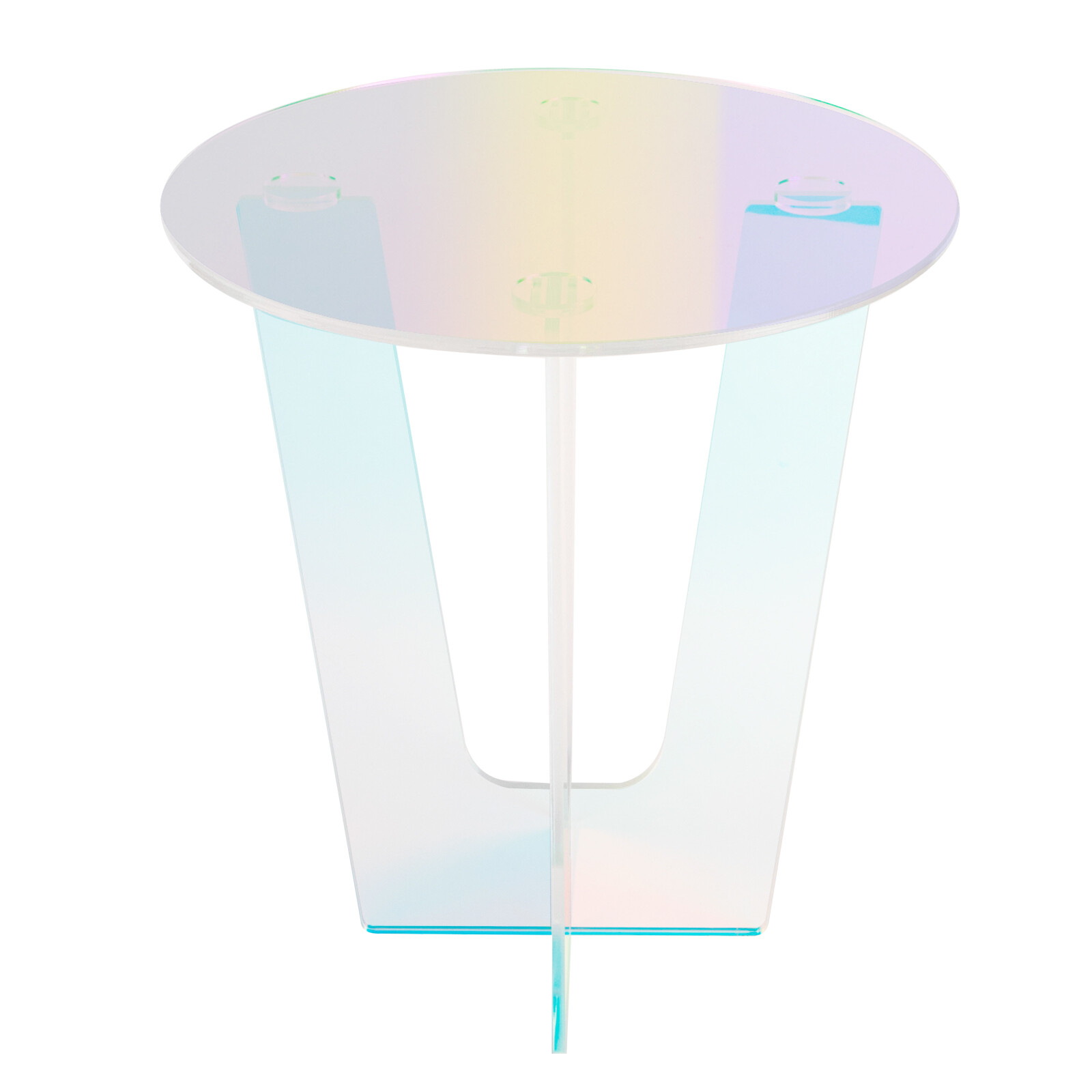 Iridescent Acrylic Round Coffee Table, Modern Rainbow End Table