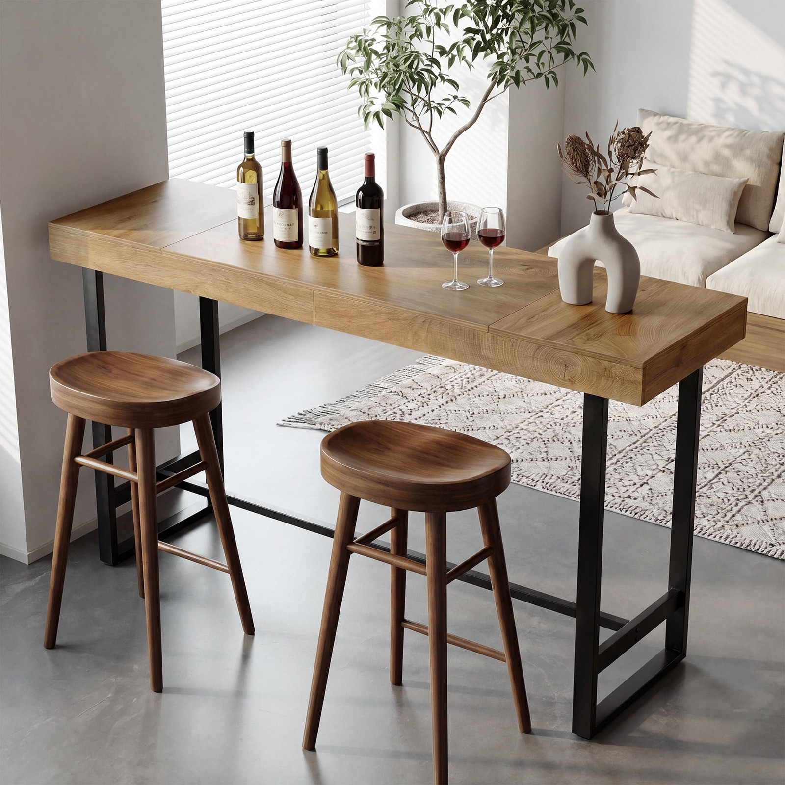 70.9″ Industrial Bar Table, Rectangular Pub Height Table with Sturdy Metal Frame
