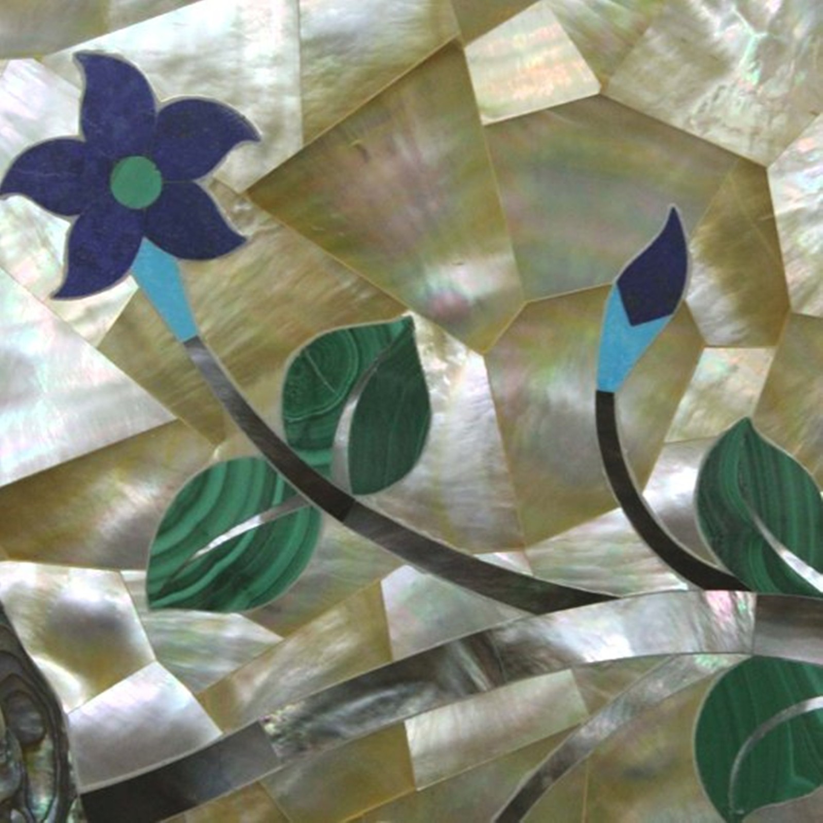 Iridescent Coffee Table Peacock Design Mother of Pearl Shell Side Table for Home