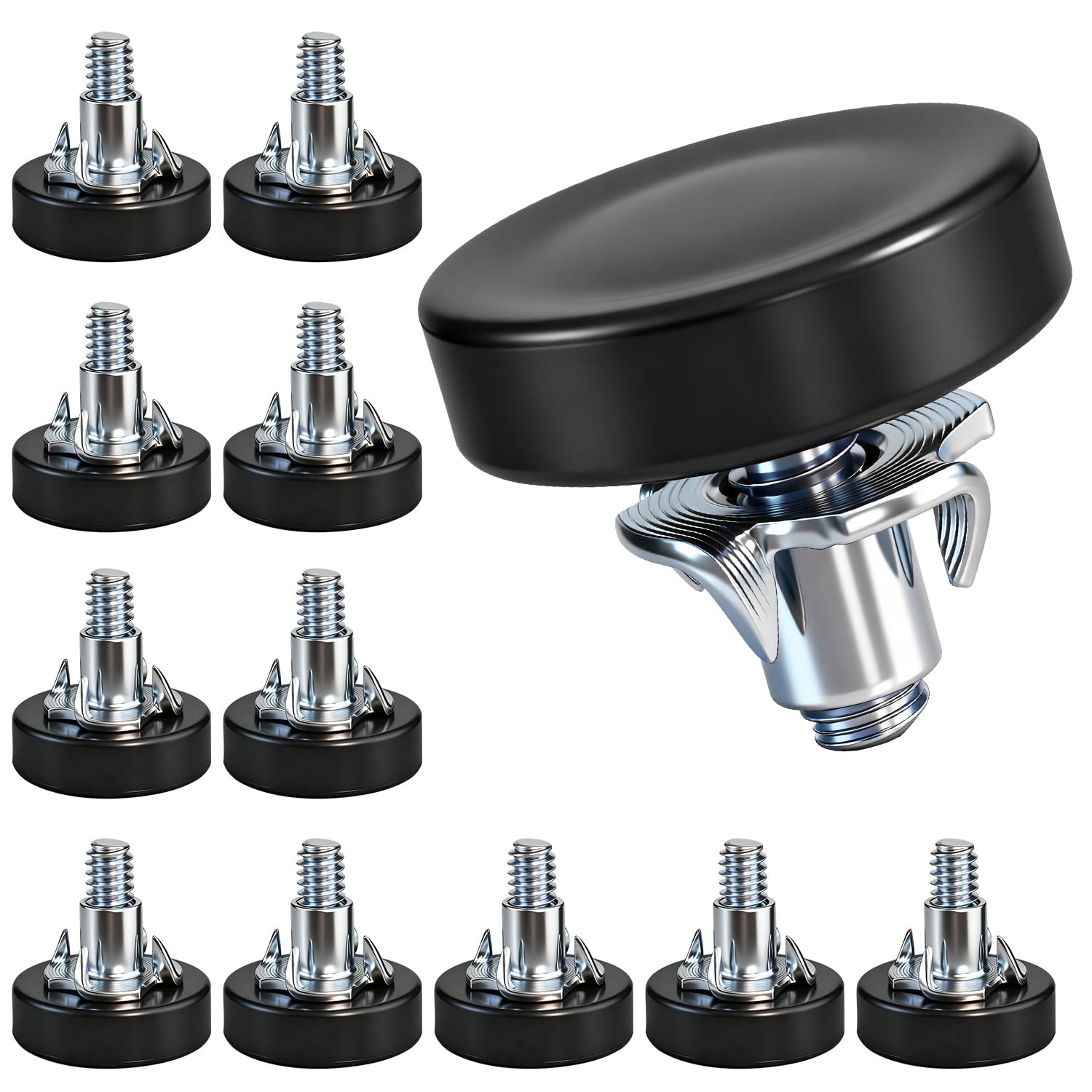 1/4″ Thread Leveling Feet with T-Nuts, 12 PCS Adjustable Furniture Leg Levelers