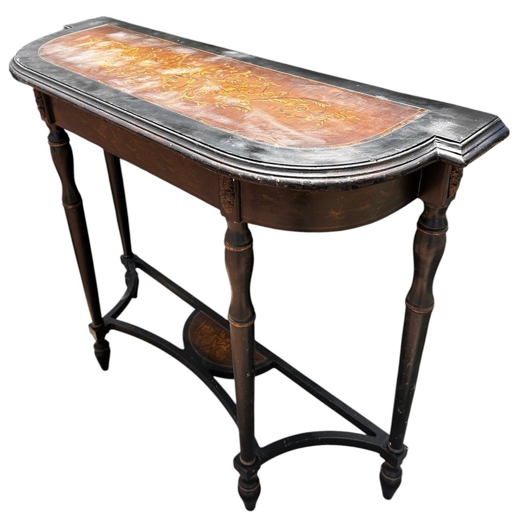 Bombay Demilune Console Table Painted Narrow Accent Stand Dark Academia