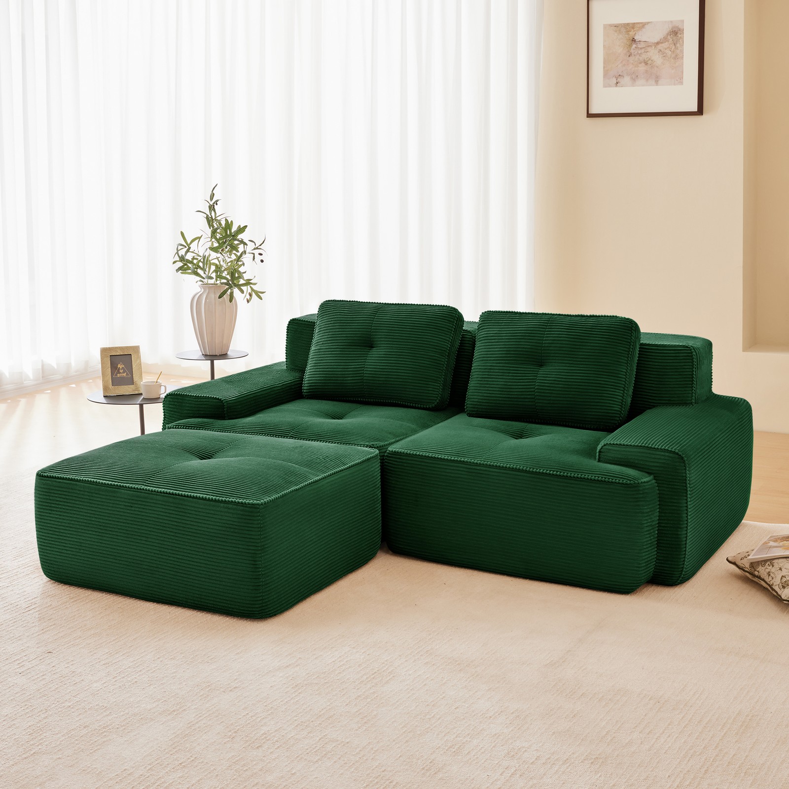 82″ Modern L-Shaped Modular Sectional Sofa for Living Room, Corduroy Fabric