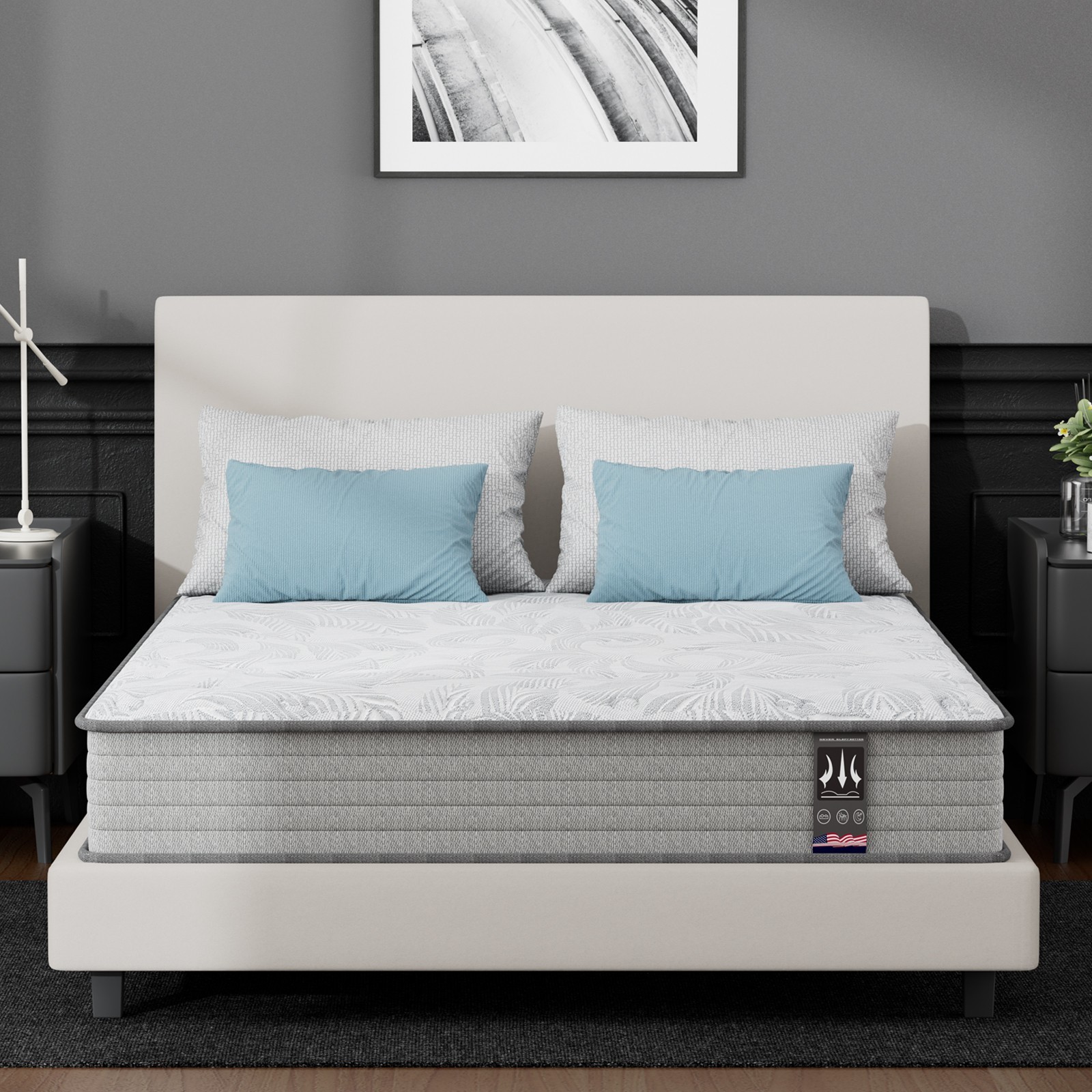 12″14″ Twin Full Queen King Size Mattress in a Box Hybrid Spring Gel Memory Foam