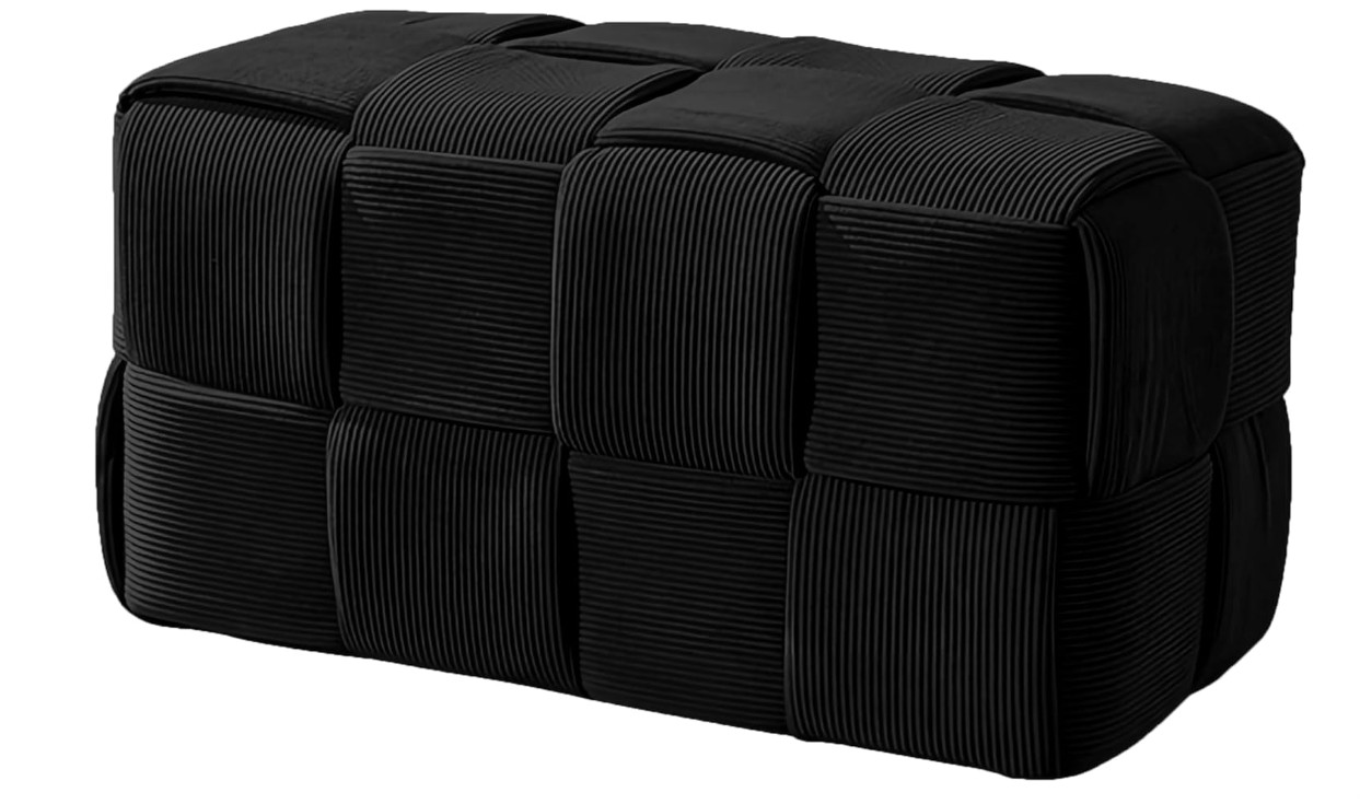 Ottoman Foot Rest Square Corduroy Woven Sofa Stool Soft Comfortable Black-L