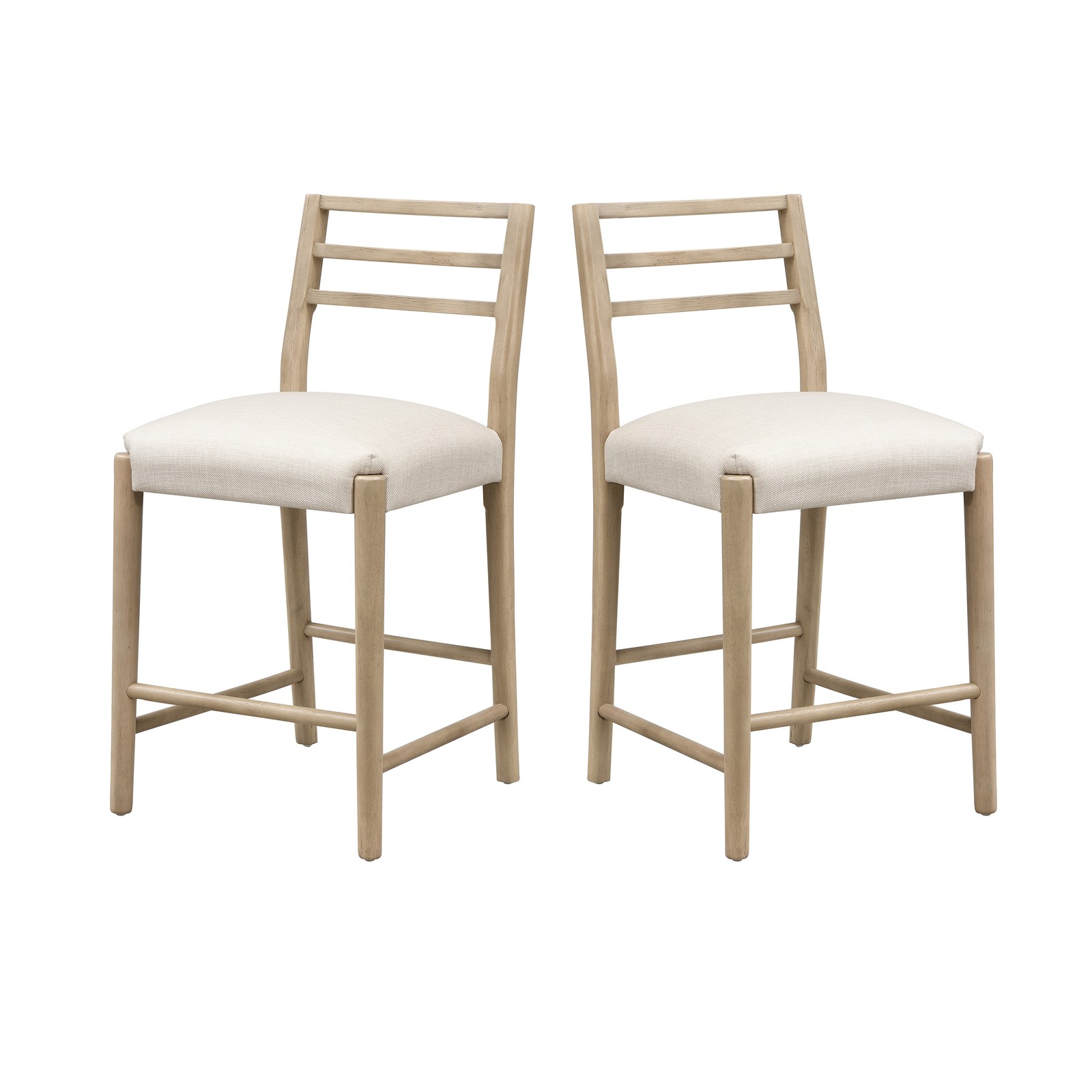 Ladder Back Counter Stool Set of 2, Farmhouse Style, Beige