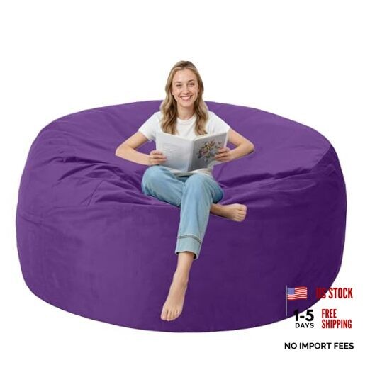 3FT Bean Bag Chair with Ultra Soft Velvet Cover Bean 3FT-36“ x 36″ x 22″ Purple