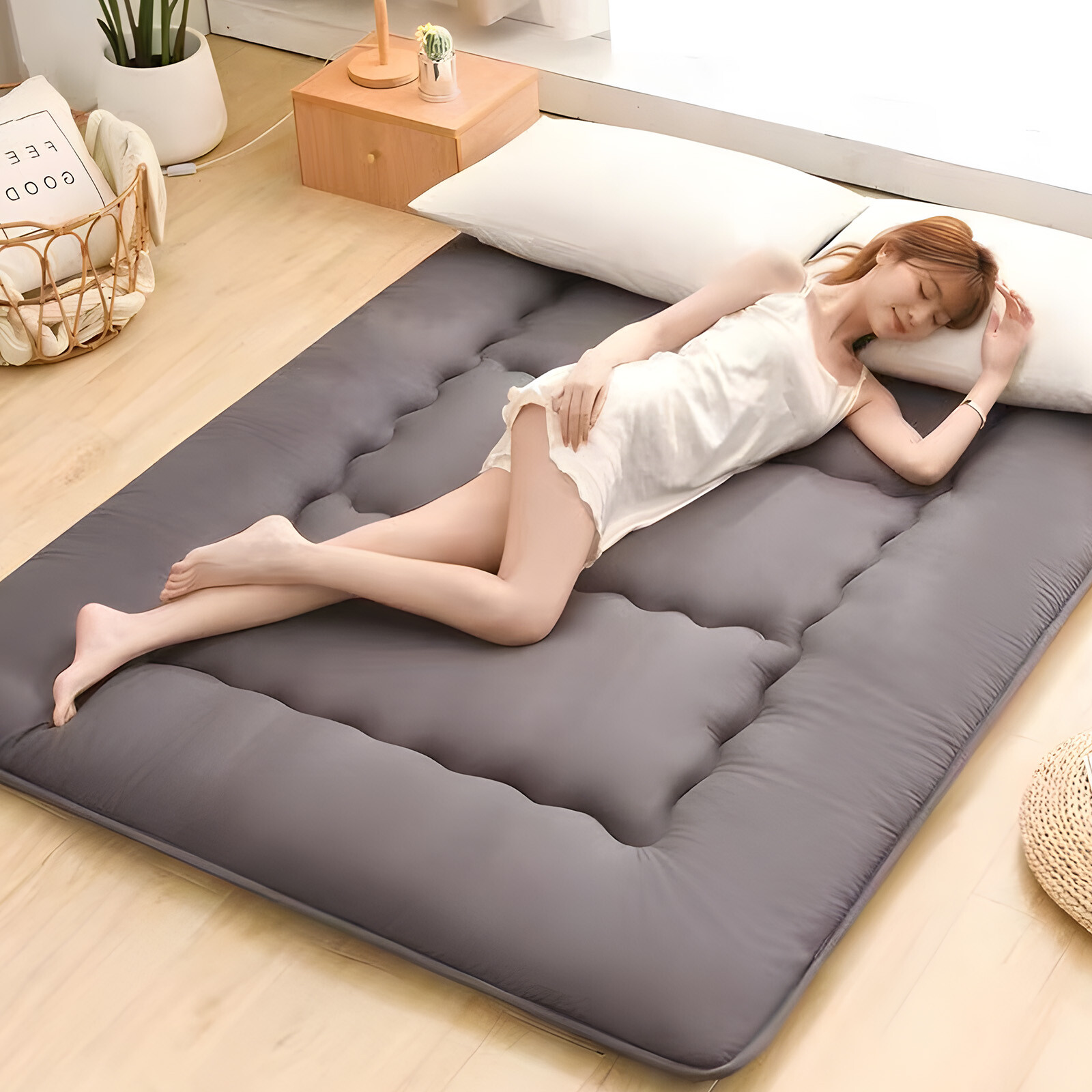 Japanese Futon Mattress Soft Tatami Floor Sleep Mat Foldable for Travel Camping