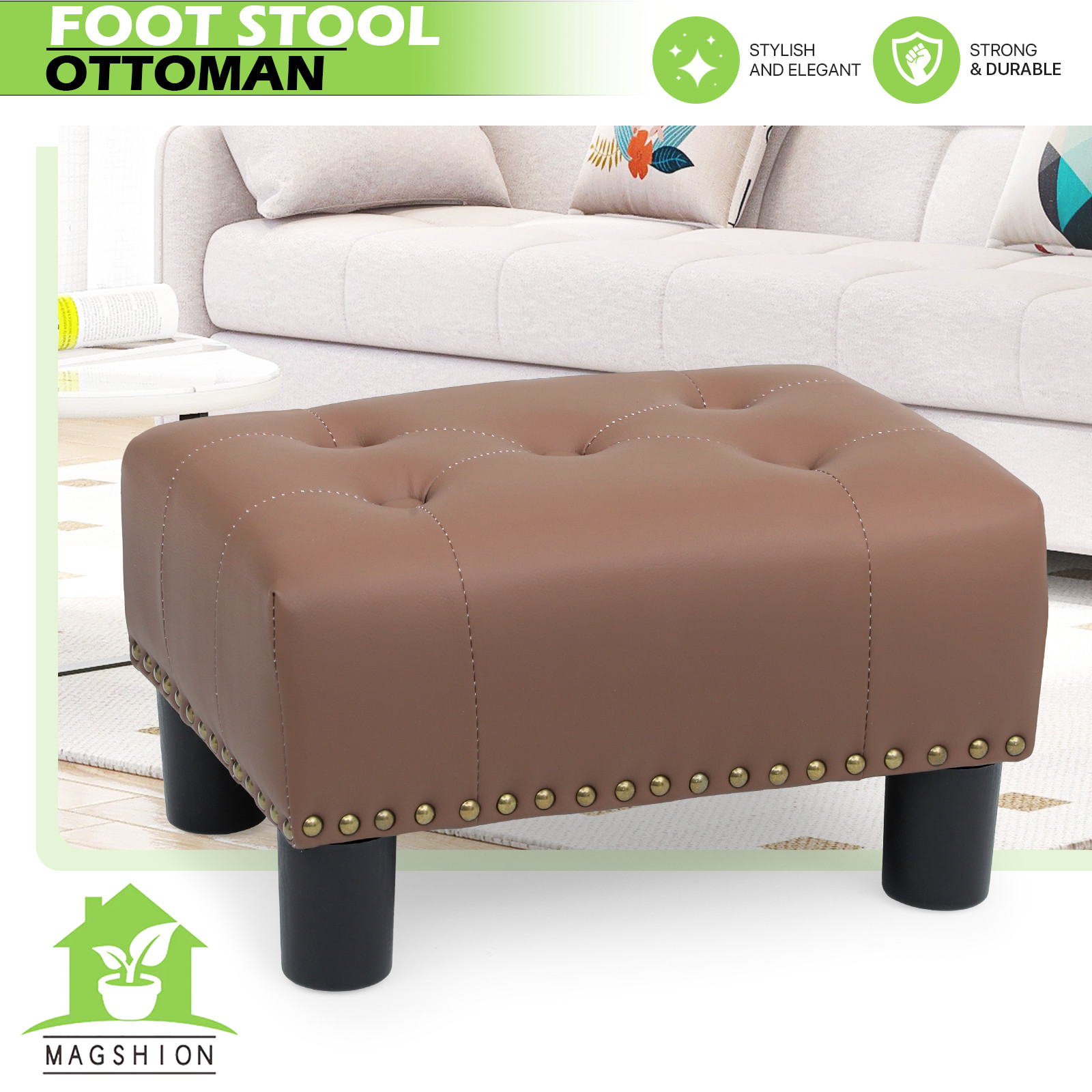 15″Small Lift Top Ottoman Tufted Benches Upholstered Modern Brown Footrest Stool