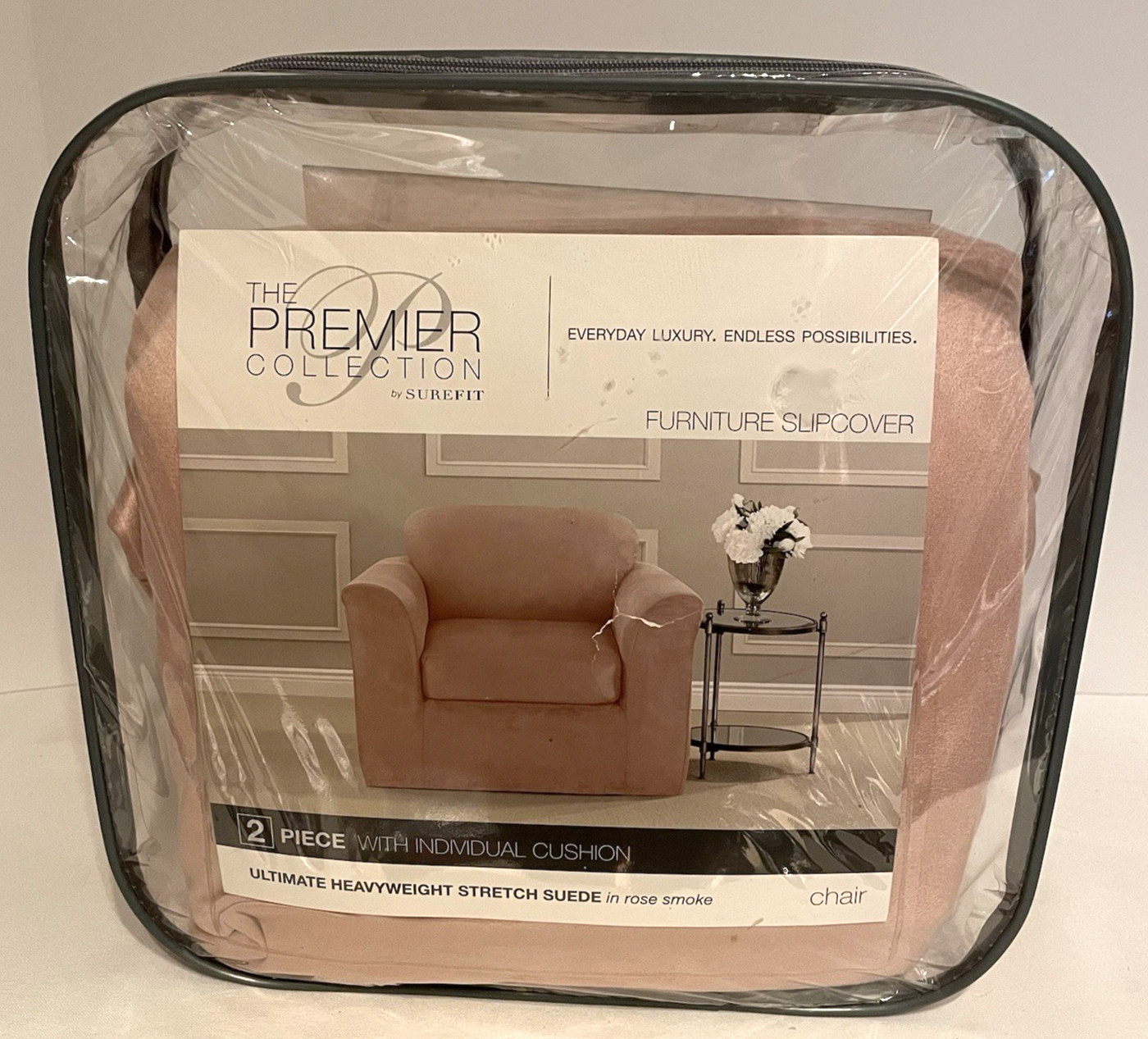 Sure Fit- Ultimate Heavyweight Stretch Suede Rose Smoke Two-Piece Slipcover