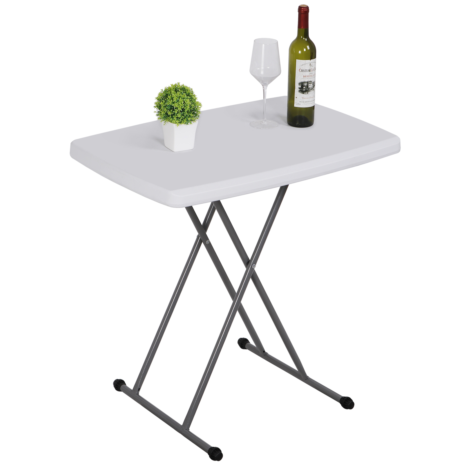 30″ Adjustable Folding Laptop Table TV Tray White Table Writing Table Card Table