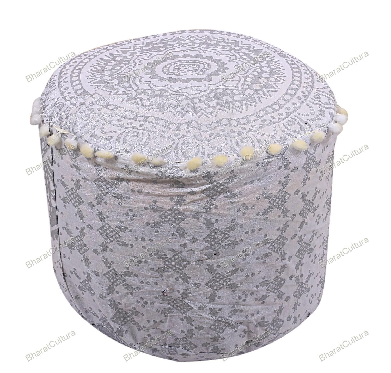 Indian Vintage Mandala Pouf Ottoman Cover Footstool Ethnic Room Decor 22 in