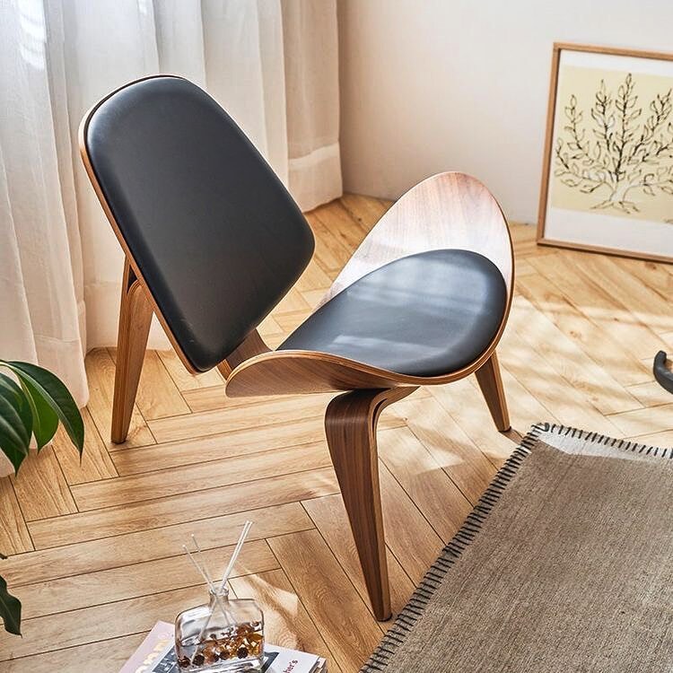 Hans Wegner Shell Lounge Chair Accent Side Chair Padded Seat For Living Room