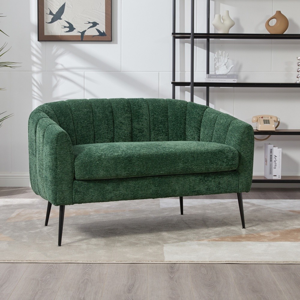 Green 50.2”Wide Upholstered Chenille Mini Loveseat Accent Couch with Metal Legs