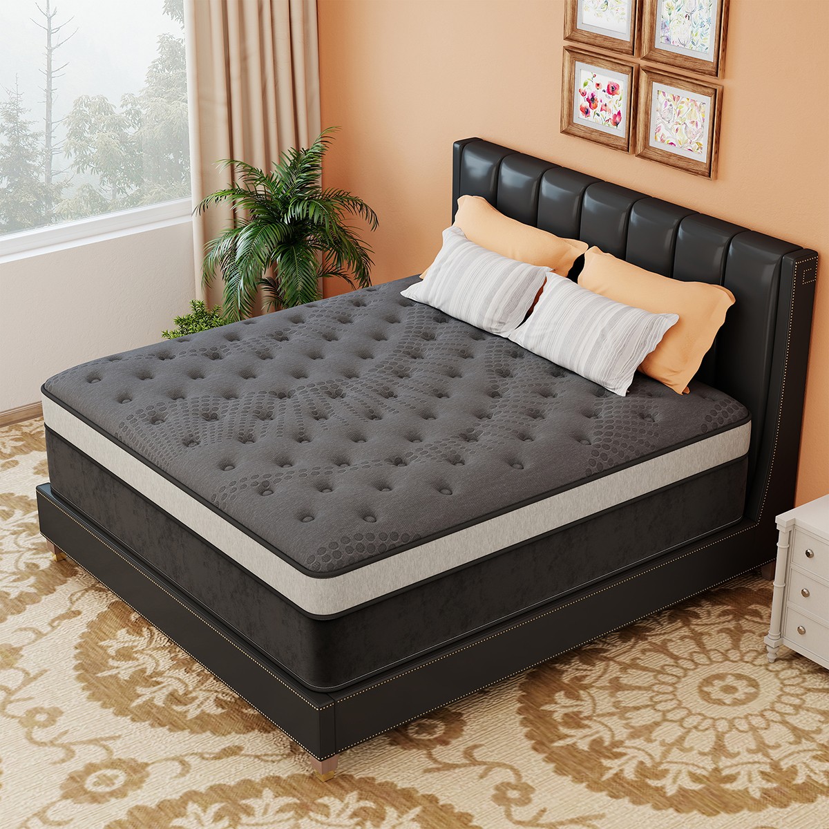 12″14″ Gel Memory Foam Hybrid Pocket Coil Mattress In a Box Twin Full Queen King