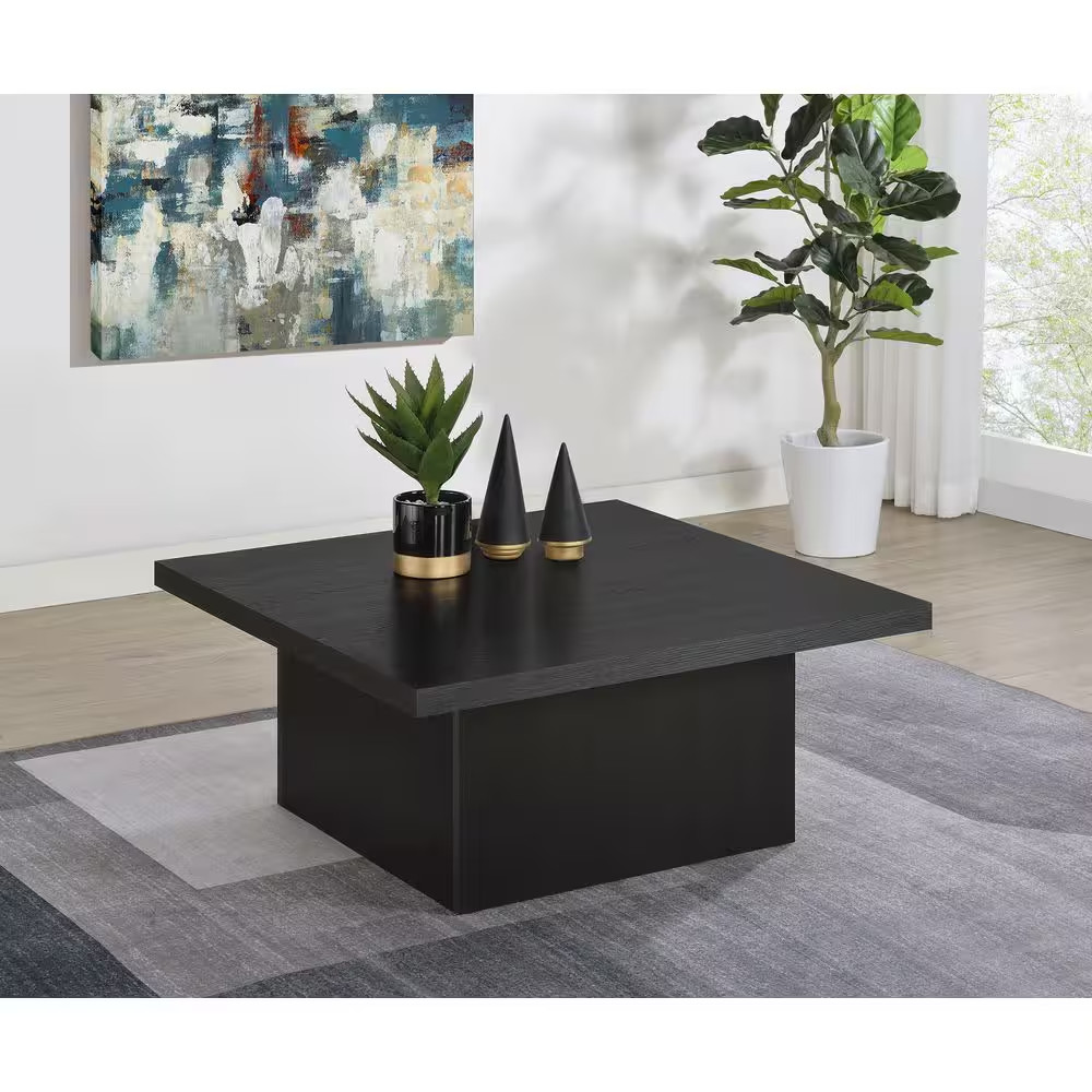Devar 35.5 In. Square Engineered Wood Cocktail Coffee Table Black