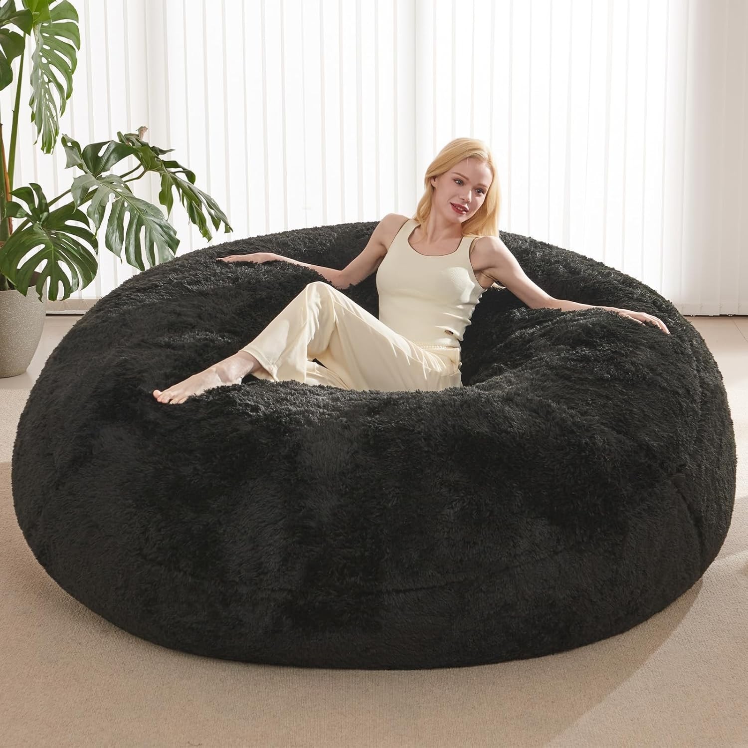 Giant 8Ft Green Bean Bag Chair for Adults – Soft Removable Cover, No Filler