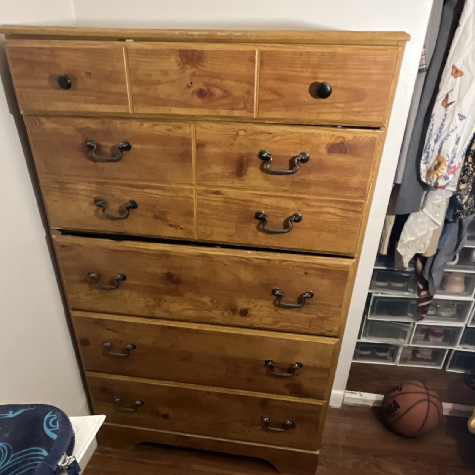 Light Wood Bedroom Furniture Set with Bunk Bed, Dresser, Mirror, Chest, Stairs