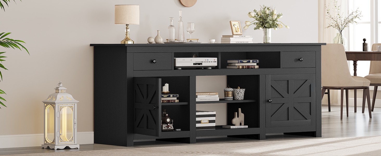 TV Stand for 75/80 Inch TV, Entertainment Center, TV Cabinet with Drawers and