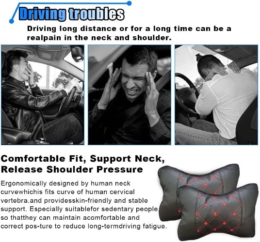 1PCS Car Neck Pillow, Breathable Car Head Neck Rest Cushion, Color: Black/Red