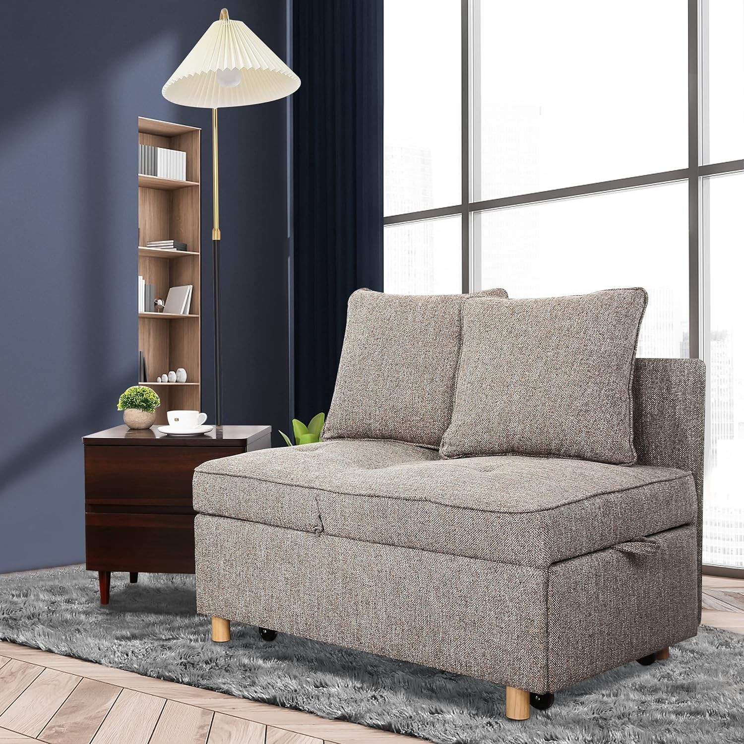 Folding Ottoman Sofa Bed Chair 4-in-1 Sleeper Sofa 5 Levels Adjustable Backrest