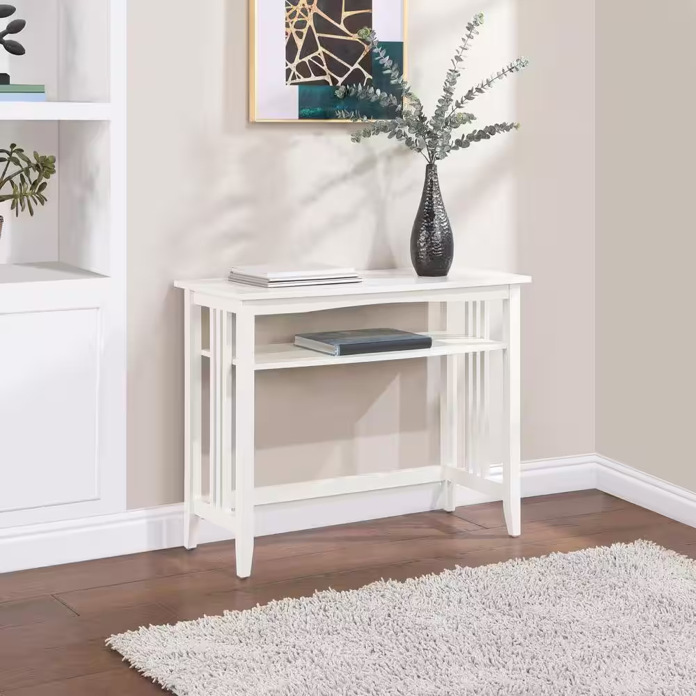 Sierra 36 In. White Rectangle Wood Console Table