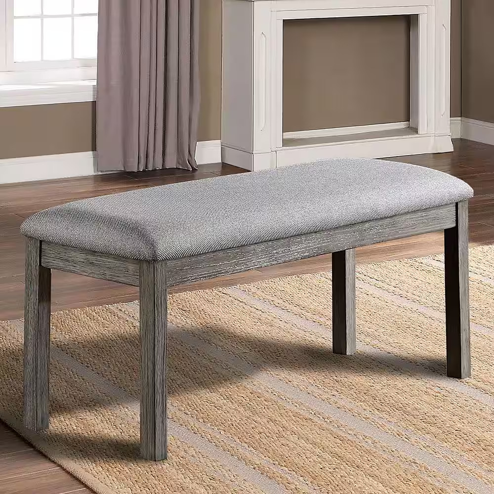 Truchas Gray Cushioned Bench (19 In. H X 45 In. W X 15 In. D)