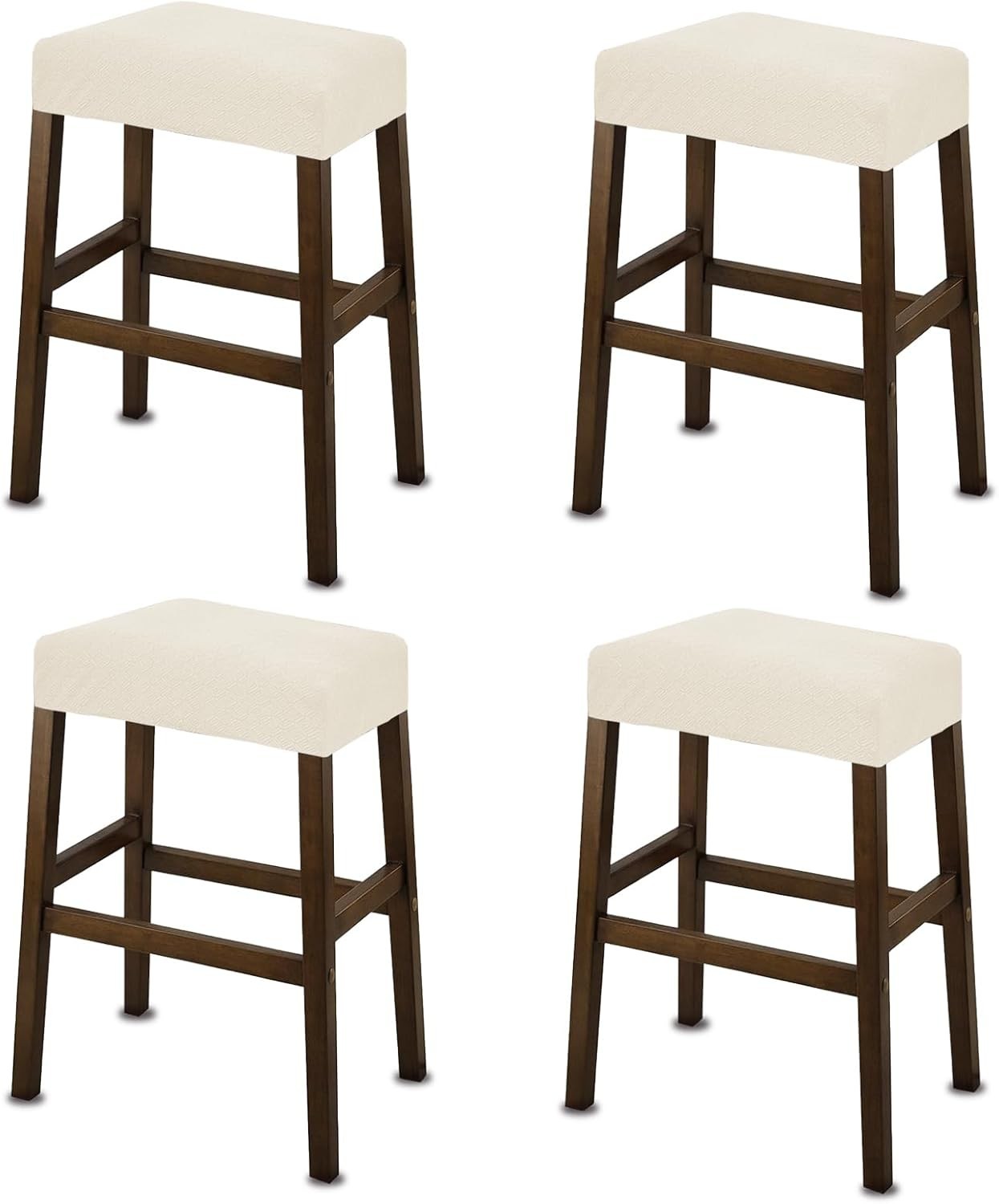 2 PACK Rectangle Bar Stool Covers Stretch Waterproof Saddle Seat Counter Height