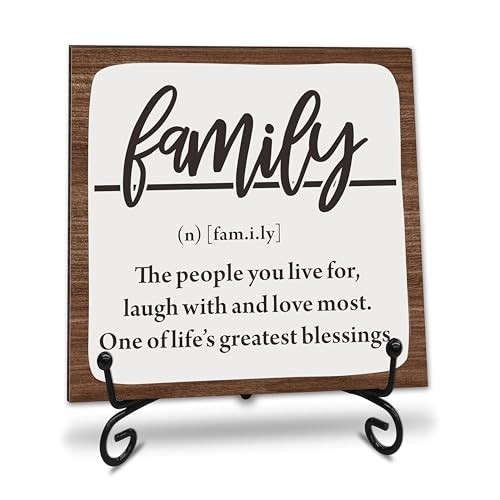 5“ Wooden Sign With Metal Support – Rustic Wood Plaque Family Definition