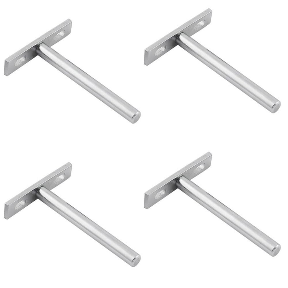 Invisible Floating Shelf Brackets 4 PCS 4″ Silver Heavy Duty Hidden Wall Mount