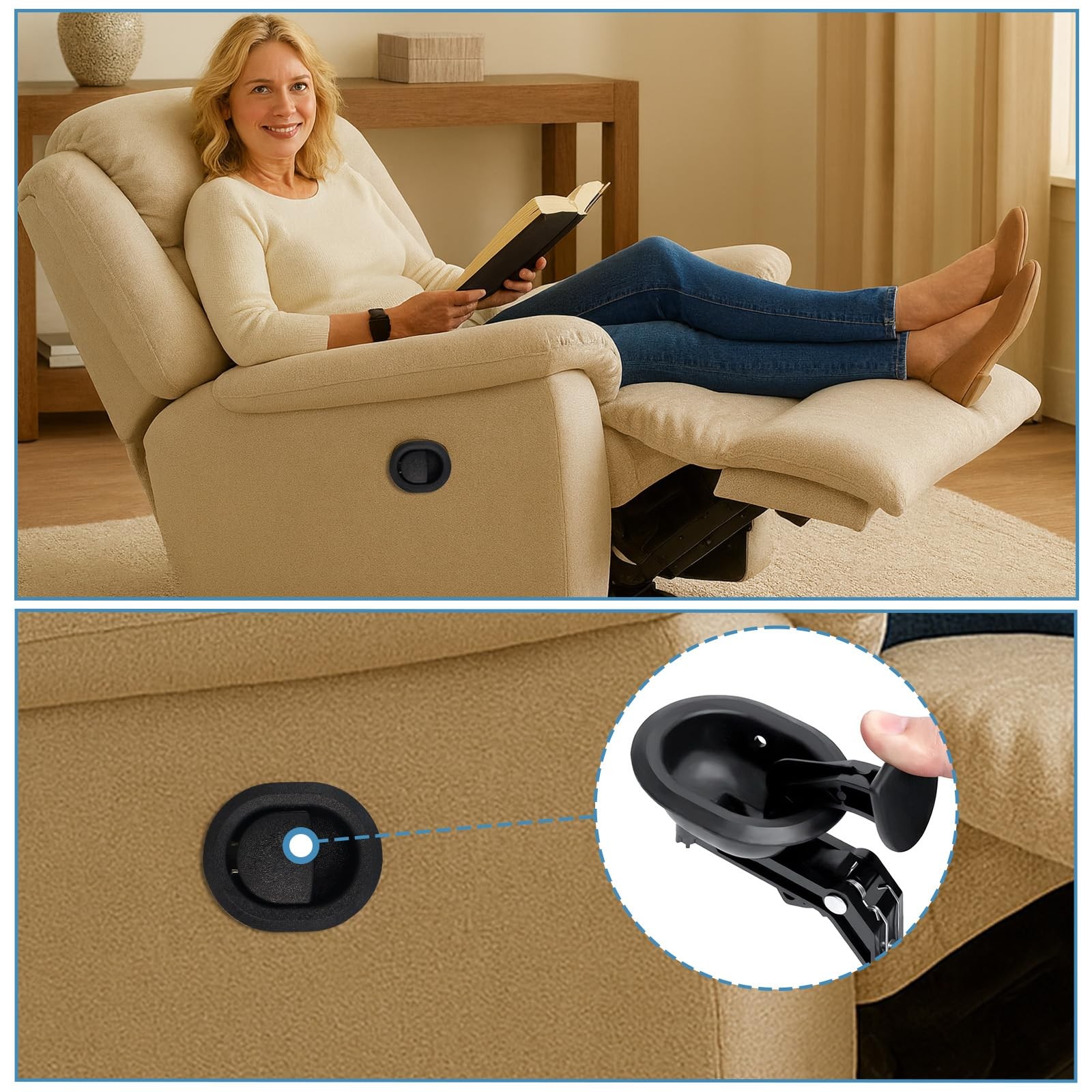 Podoy Recliner Pull Handle Replacement 31D x 3W x 3.5H Inch, Black